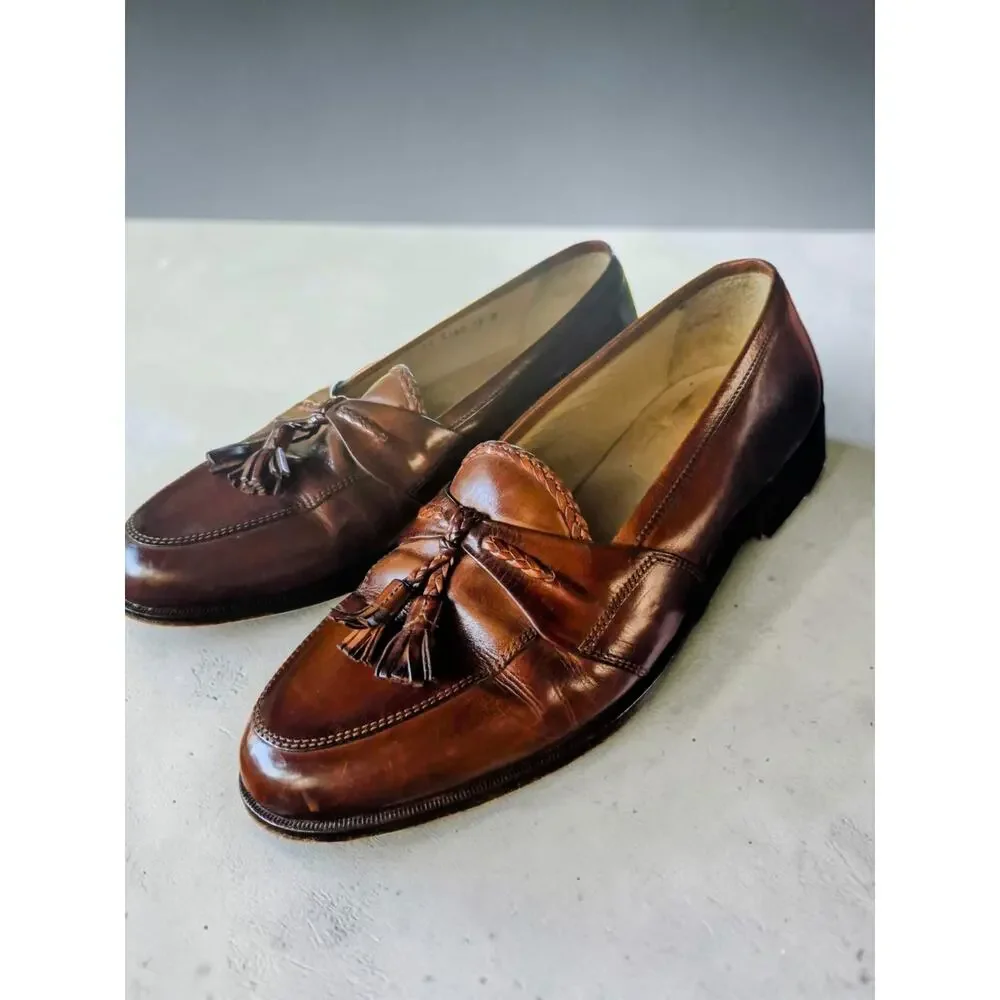 Johnston & Murphy Cellini Italy Leather Tassel Loafers Men's Size 10 Dress